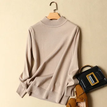 

turtleneck women sweater 2019 winter solid elastic knitted female pullovers bottoming lady outwear tops