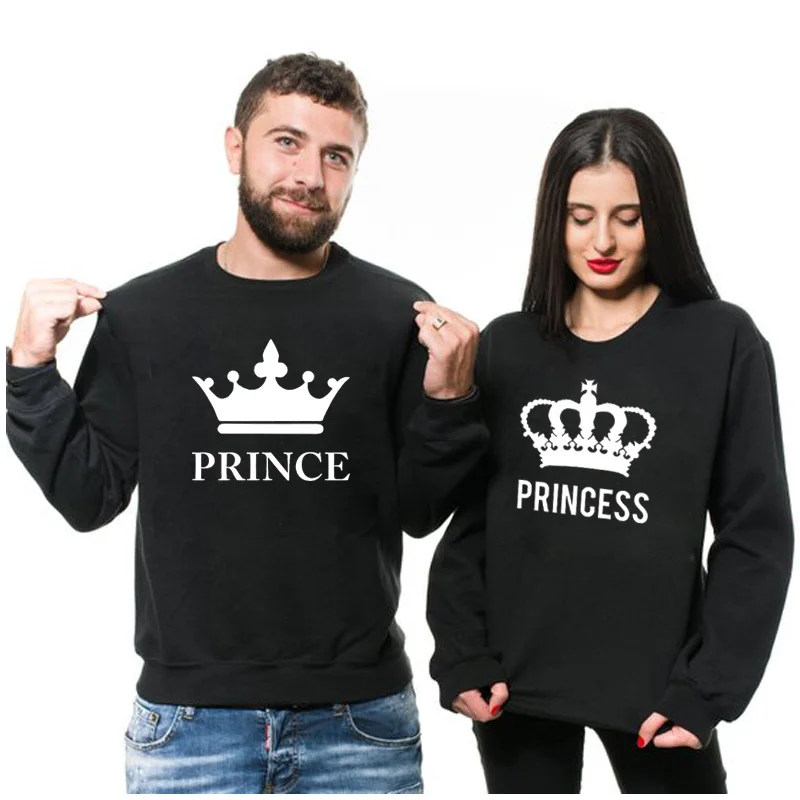 EnjoytheSpirit زوجين البلوز للجنسين Crewneck القطن الصوف الأمير الأميرة تاج طباعة الدافئة الخريف ملابس شتوية نوعية جيدة EnjoytheSpirit زوجين البلوز للجنسين Crewneck القطن الصوف الأمير الأميرة تاج طباعة الدافئة الخريف ملابس شتوية نوعية جيدة