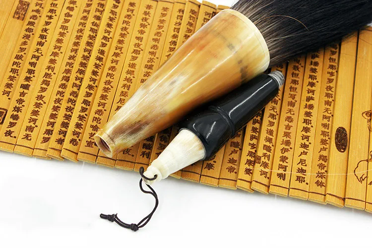 Большая ручка с рогом быка, Китайская традиционная ручка для каллиграфии, профессиональные принадлежности для рисования, обычные кисти для каллиграфии