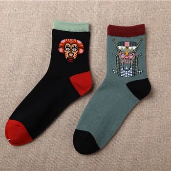 

new fashion personalized socks men face AB men's cotton socks breathable Retro art socks 2pair socks breathable