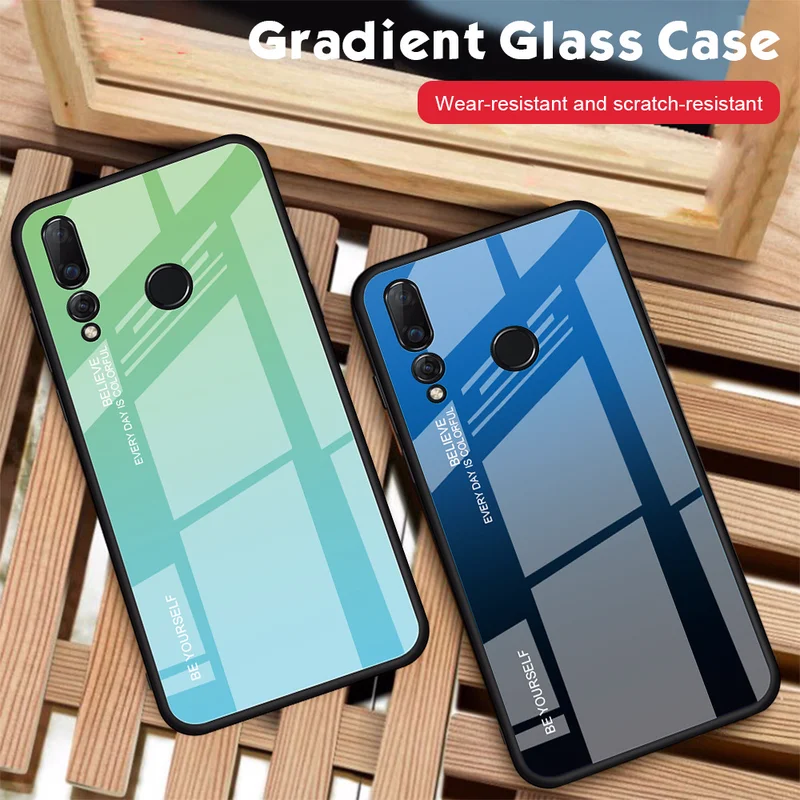 For VIVO V15 Pro Case Luxury Hard Tempered Glass Gradient Protect Cover case For vivo IQOO V9 Y85 X27 X23 Z3 Z3i Z1 Z1i S1 Cover