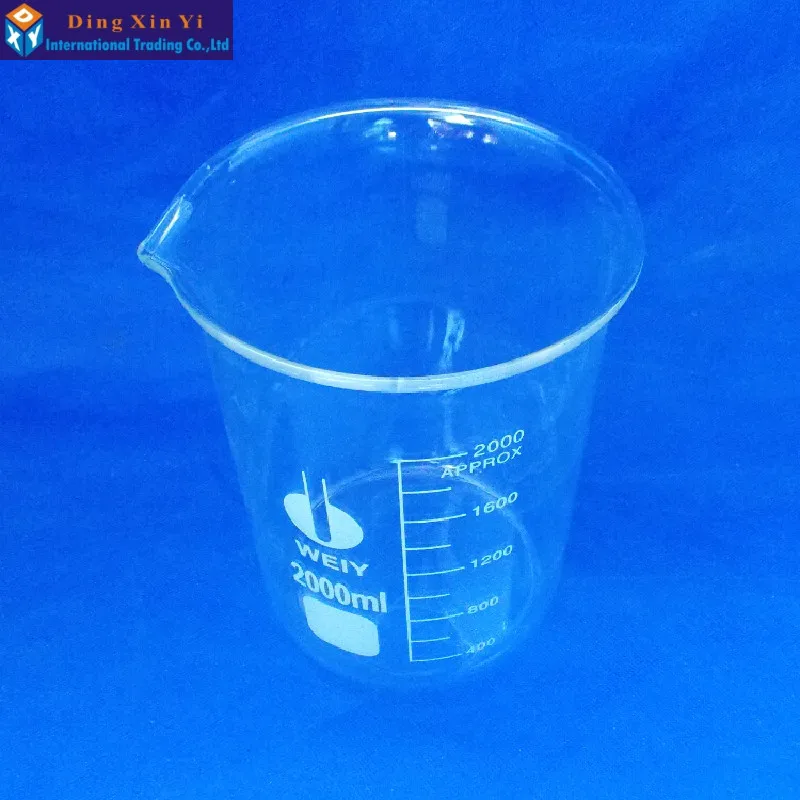 1PC 2000ml Glass beaker Lab Supplies Chemistry Laboratory Borosilicate Glass Transparent Beaker Thickened with Spout borosilicate glass beaker lab glassware
