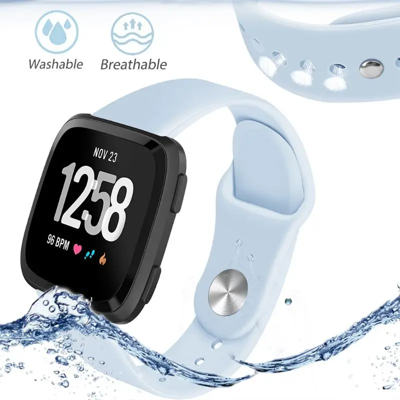 

Soft TPU Wristwatch Band Bracelet Wrist Strap Reverse Watch Buckle Replacement for Fit bit Versa Smart Watch S/L Size