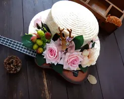 Летняя обувь ручной работы цветок Strawhat Для женщин гирлянды Защита от солнца капот Панама цветочный голова оленя пляжные Кепки Защита от