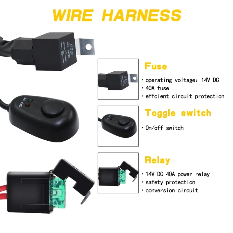 

Power Switch Relay Fuse Remote Control Wiring Harness Wiring Harness Switch 1LED Drop Ship No22