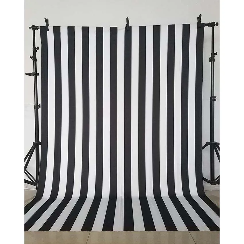 

MEHOFOTO 5X7FT Washable Polyester Photography Backdrops Black and White Stripes Baby Photo Background for Photo Studio CM-5686