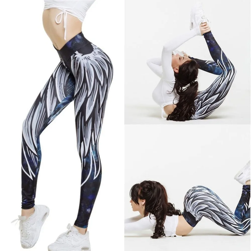 Harajuku 3D Крыло Леггинсы для женщин 2018 push up спортивные фитнес athleisure Бодибилдинг