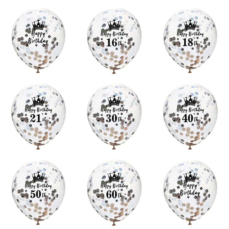 12 дюймов, конфетти, латексные шары, Детские шары для душа, для дня рождения, вечеринки, свадьбы, декоративные принадлежности, 16-60 лет, день рождения, W - Цвет: Silver confetti