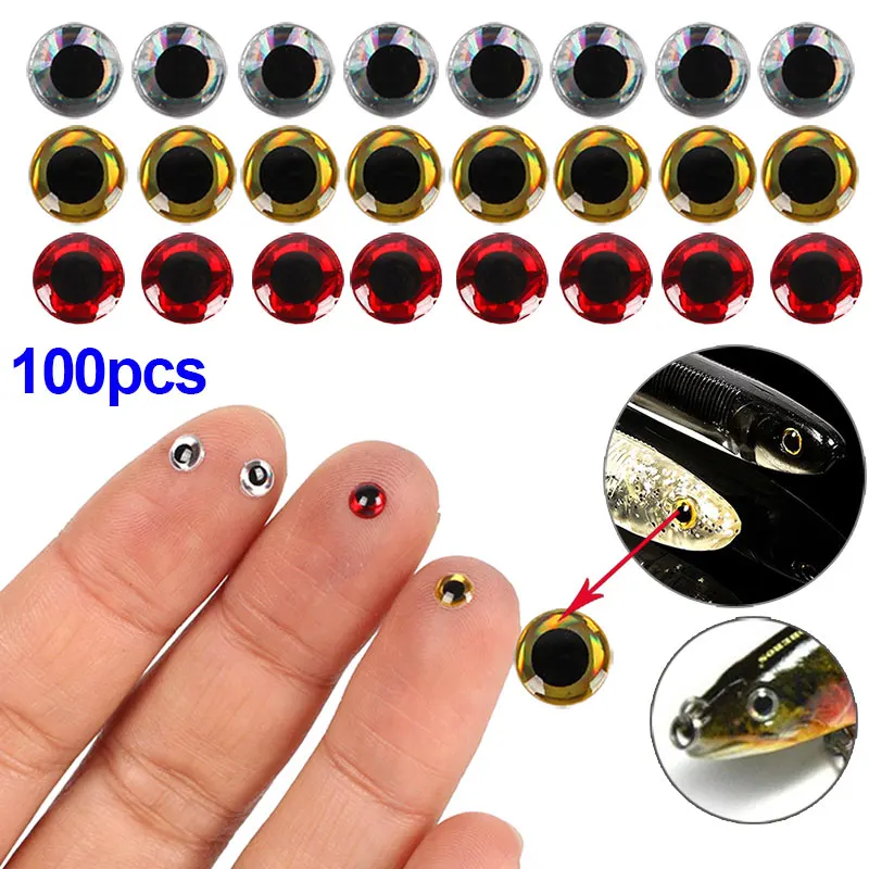 

100pcs 6mm 3D Holographic Fishing Lure Fish Eyes Fly Tying Jigs Crafts ZJ55