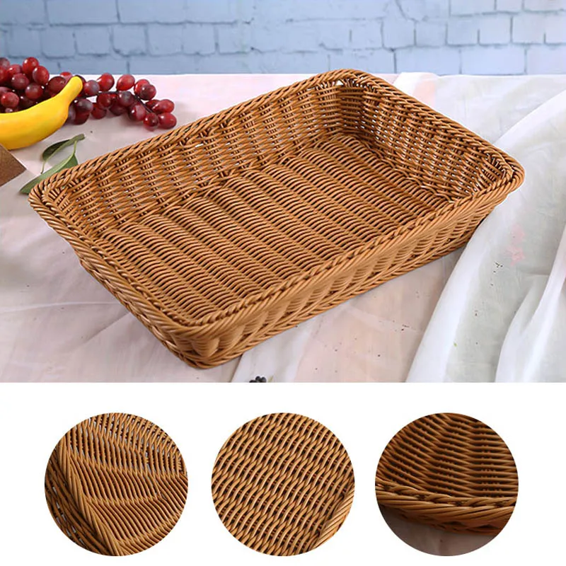 Simple Weaving Storage Basket Rattan Handwork Food Fruits Organizer