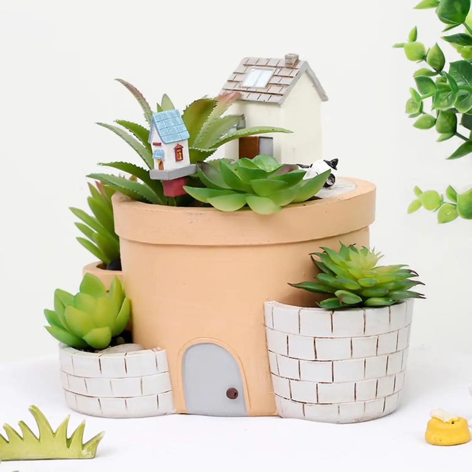 Resin Happy house pots  Cacti Succulent  Plant Pot  Flower  