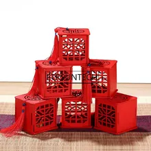 100 шт Винтаж чайница листья контейнер Традиционный китайский Стиль выдалбливают Подарочная коробка с кисточкой деревянная чайная коробка