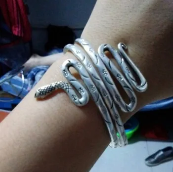 

Miao silver snake winding wide bracelet fashion personality armbands original Bohemia handmade jewelry