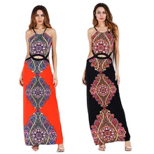 Club Dresses 2017 font b New b font Empire Sheath Red Boho Maxi Dress Halter Hollow