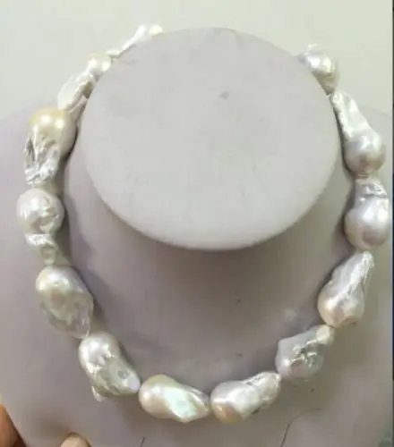 

Jewelr 004715 huge25- 28mmnatural south sea white baroque white pearl necklace18inch