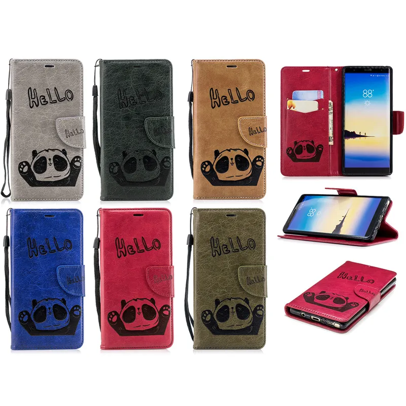 For Samsung Galaxy Note8 Note9 Case PU Leather 3D Hello Panda Embossing Stand Flip Case For Samsung Note8 Note9 Cell Phone Cover (14)