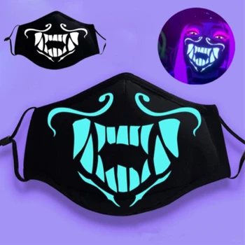 

Game LOL Kda Akali Cosplay S8 Face Mask Night Lights Luminous Anti-Dust Mouth-muffle Mask Props Hip Hop Cool Party Mask Gifts