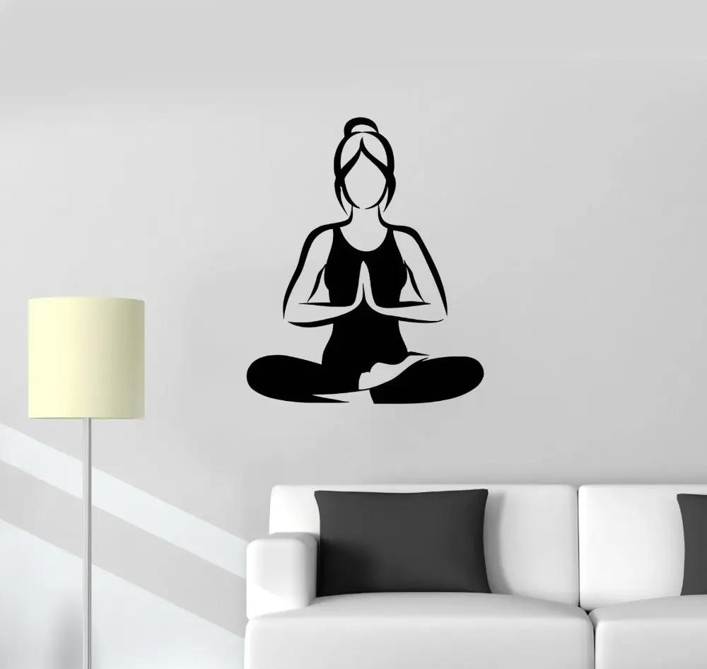 Yoga Vinyl Wall Sticker Woman Yoga Meditation Buddhism Mural Art Wall