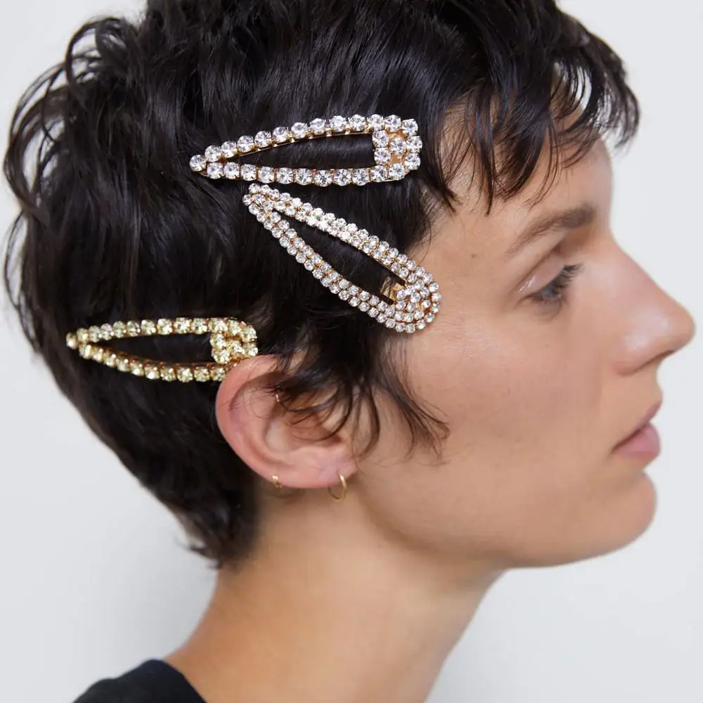 

Girlgo Bohemia Fashion Crystal Bling ZA Bobby Pin for Women Trendy Crystal Colorful Barrettes Jewelry Hair Accessories Bijoux