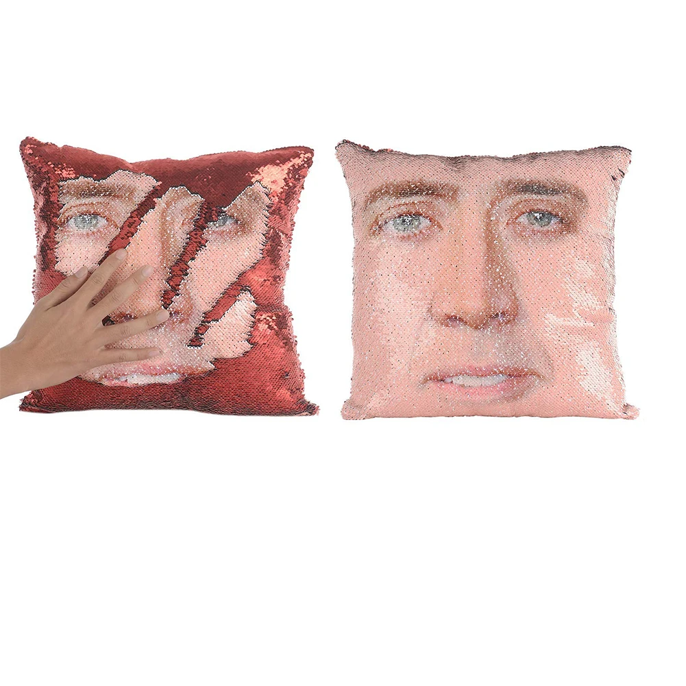 

Nicolas Cage Pillow Nicolas Cage Sequin Pillow Reversible Sequin Pillow Cover Decorative Double Color Throw Cushion Case