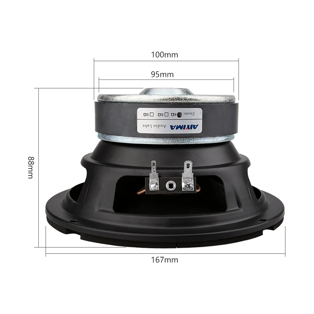 AIYIMA 6,5 дюймов НЧ динамик аудио динамик высокой мощности музыка DIY звук динамик s 4 8 Ом 80 Вт колонка резиновая сторона сабвуфер громкий динамик