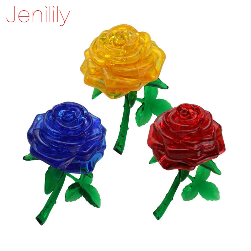 Buy 1 Pcs DIY Rose 3D Crystal Puzzles Assemble Jigsaw