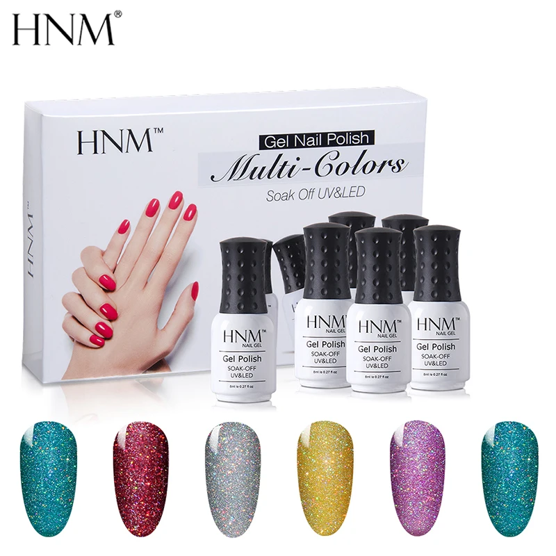 

HNM 8ml 6pcs Nail Gel Set Nail Uv Gel Polish kit Gel Varnish DIY Kits Semi Permanent Enamel Manicure DIY Tools Gife Box kits