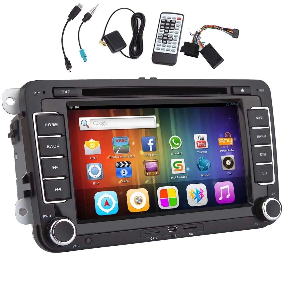 Cheap System USB Android 5.1 Car DVD Player Can Bus 4-CORE APP Auto For VW Volkswagen Autoradio GPS NAVI Radio Stereo 1080P Bluetooth 10