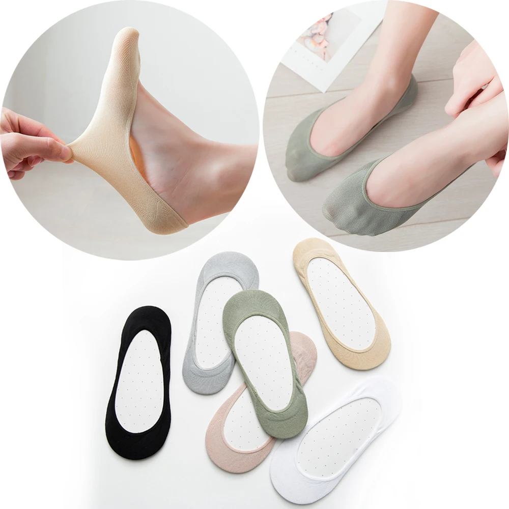

1 Pair Summer Boat Sock Slipper Women Invisible Low Cut Socks Ultra Thin Silicone Non-slip Loafer Hosiery Cotton Sock for Girls