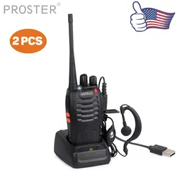 (Отправка от нас) Proster 2x UHF рации 400-470 МГц 2Way радио 5 Вт 16CH 5 км дальнее расстояние + наушники