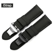 IStrap Ручной Кевлар Нейлон Кожаный Ремешок 24 мм Запястье Ткань Смотреть Band Ремень Для Panerai С Развертывания Застежка Бесплатная доставка
