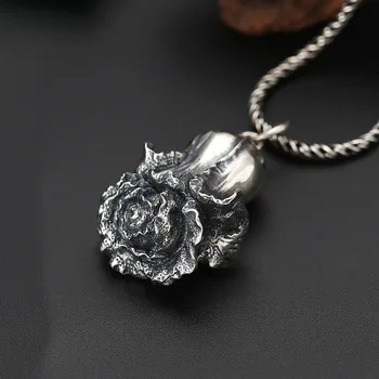 

Wholesale S925 Sterling Silver Creative Jewelry Retro Old Thai Silver Cabbage Pendant Men And Women Fashion Trend