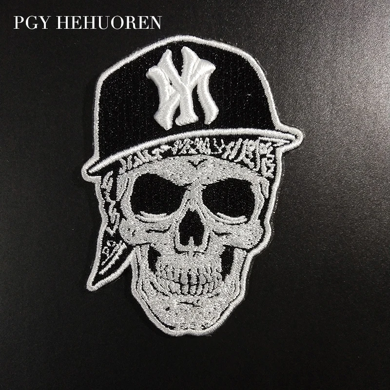 

PGY Punk Skull Embroidered Patches for Clothes Applique Iron on Clothes A-level Washable Hip-hop Stickers Patches Decorations