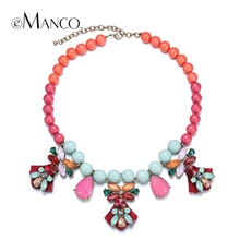 eManco Colorful acrylic beaded necklaces for women collar crystal statement necklace bead choker necklace bisuteria mujer