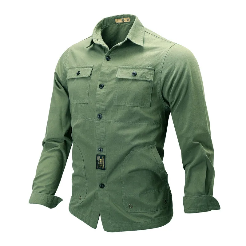 MORUANCLE мужские повседневные рубашки-карго с длинными рукавами тактическая рубашка топы из хлопка на пуговицах в стиле милитари плюс размер M-4XL