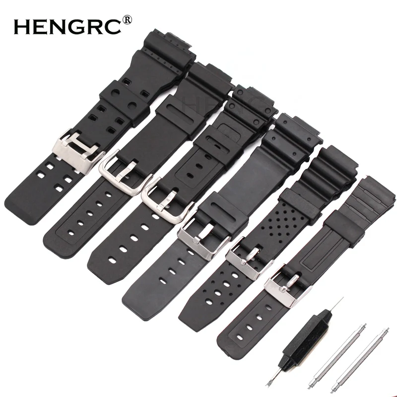 Watchband Silicone Rubber Band Men Sports Diving Black Strap For CASIO PU Replace Electronic Wristwatch Belt Watch Accessories