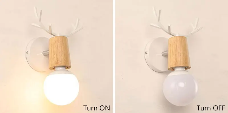 Nordic Creative Deer Antlers LED Wall Lamp Modern Wooden White Black Bedside Lights For Living Room Bedroom Corridor Wall Lights (13)