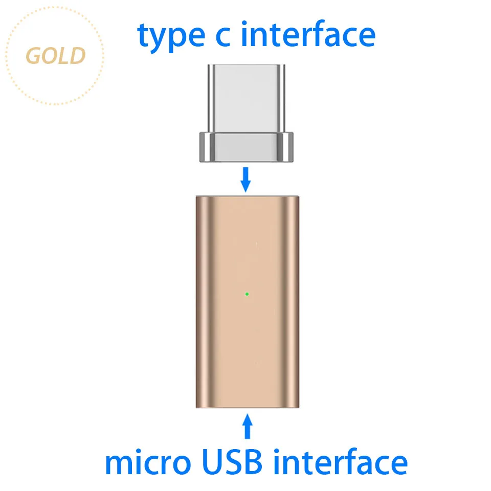 Usb type C USB-C Магнитный адаптер конвертер кабель для Xiaomi mi x/Max/2/2 s/A2 huawei Nova 3E/3 Магнитный зарядный кабель mi ni Plug - Цвет: gold