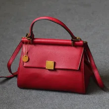 Vintage Women Genuine Leather Messenger Bag Retro Handbag Doctor Bags Top Handle Cross Body Shoulder Bag Purse OL