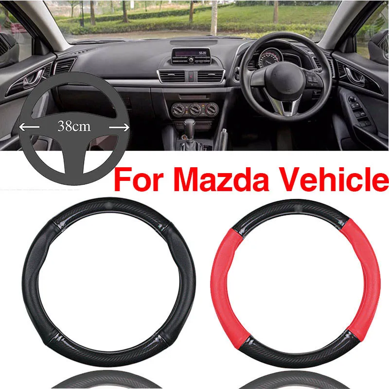 

Top Quality Carbon Fiber Made Leather Holder Steering Wheel Cover For Mazda Vehicle