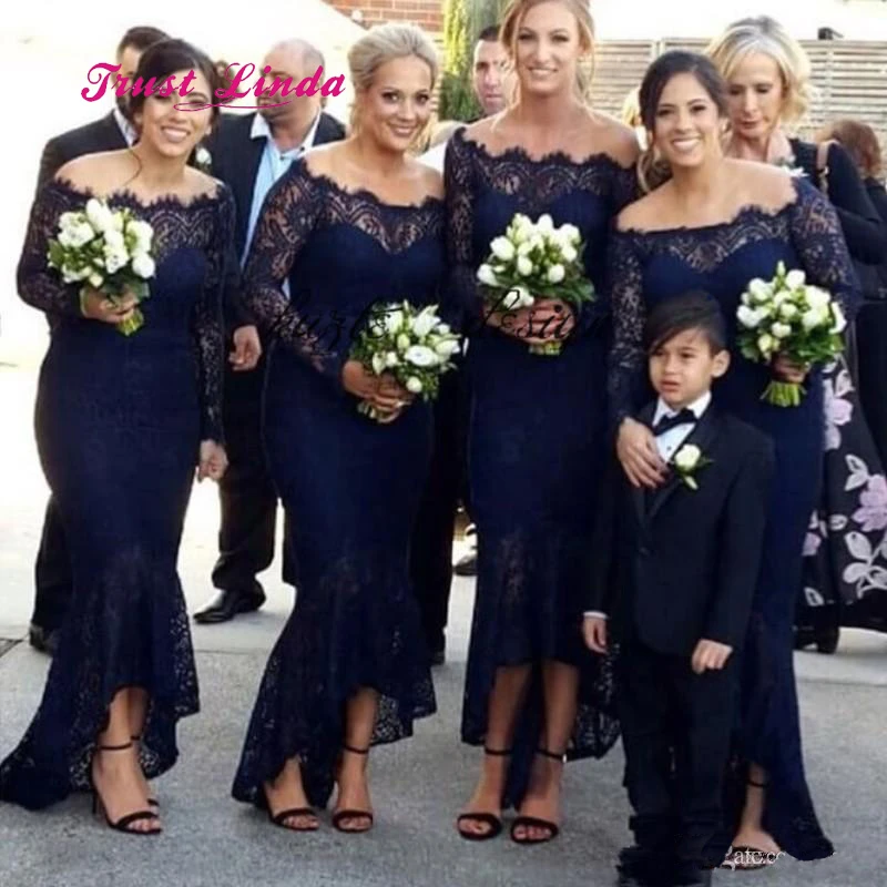 long sleeve bridesmaid dresses navy