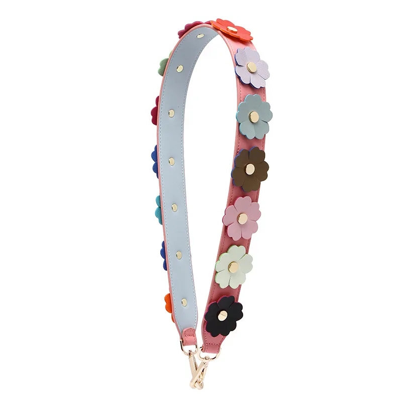 Flower 3D Design Bag Strap Women Shoulder Strap You Leather Bag Handles Female Handbag Strap Accessories Wide Purse Belt KZ0397