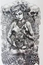 Sexy girl take a skull face Size 22 x 12cm Brand New Body Art tatoo Temporary Tattoo Exotic Sexy Henna Tattoo Tattoo Stickers