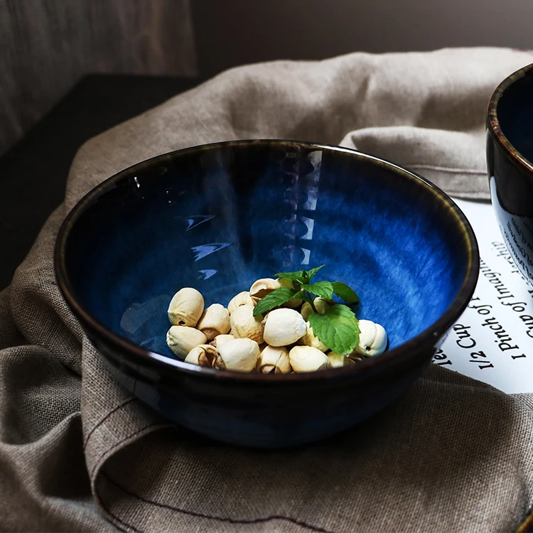 

NIMITIME Ceramic Porcelain Retro Salad Soup Fruit Bowl Rice Noodle Bowl Dinnerware