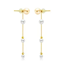 18K Yellow Gold Natural Cultured Freshwater Pearl Drop Dangle Earrings for Women 4 pcs Pearls Pure 18K Rose Gold Jewelry 18K Yellow Gold Natural Cultured Freshwater Pearl Drop Dangle Earrings for Women 4 pcs Pearls Pure 18K Rose Gold Jewelry