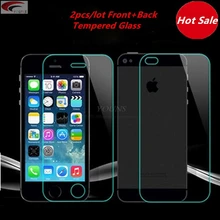 2pcs/lot front+back Tempered Glass For iPhone 5 5S 6 6s plus 4 4S Screen Protector Film Full Body Glass On the For iPhone 5S SE