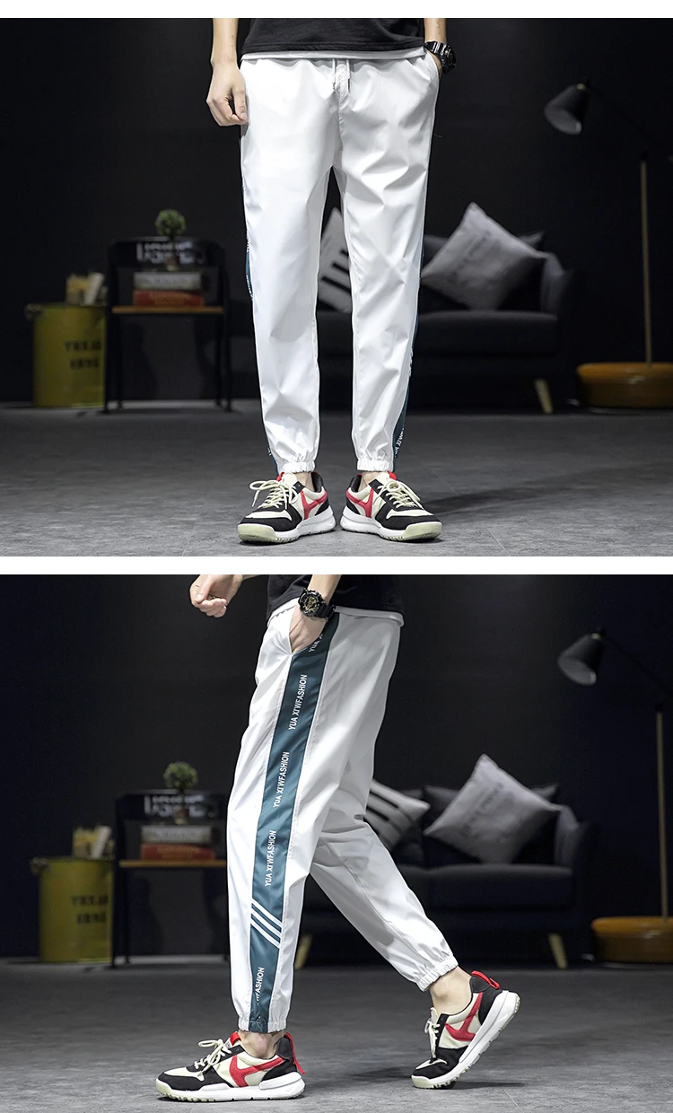 Весенние новые спортивные брюки мужские модные контрастные цветные повседневные брюки мужские уличные дикие хип-хоп свободные джоггеры