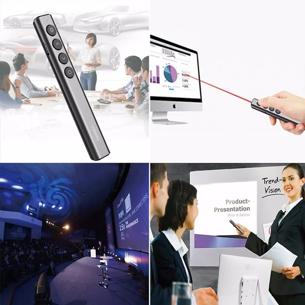 Presentation Clicker Wireless Presenter Pointer N35 RF 2.4GHz PPT Slide Advancer USB Remote Control Flip Pen Powerpoint