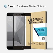 Nicotd for Xiaomi Redmi Note 4X Tempered Glass 5.5 inch Full Cover Screen Protector For Xiaomi Redmi Note 4X Glass film Package
