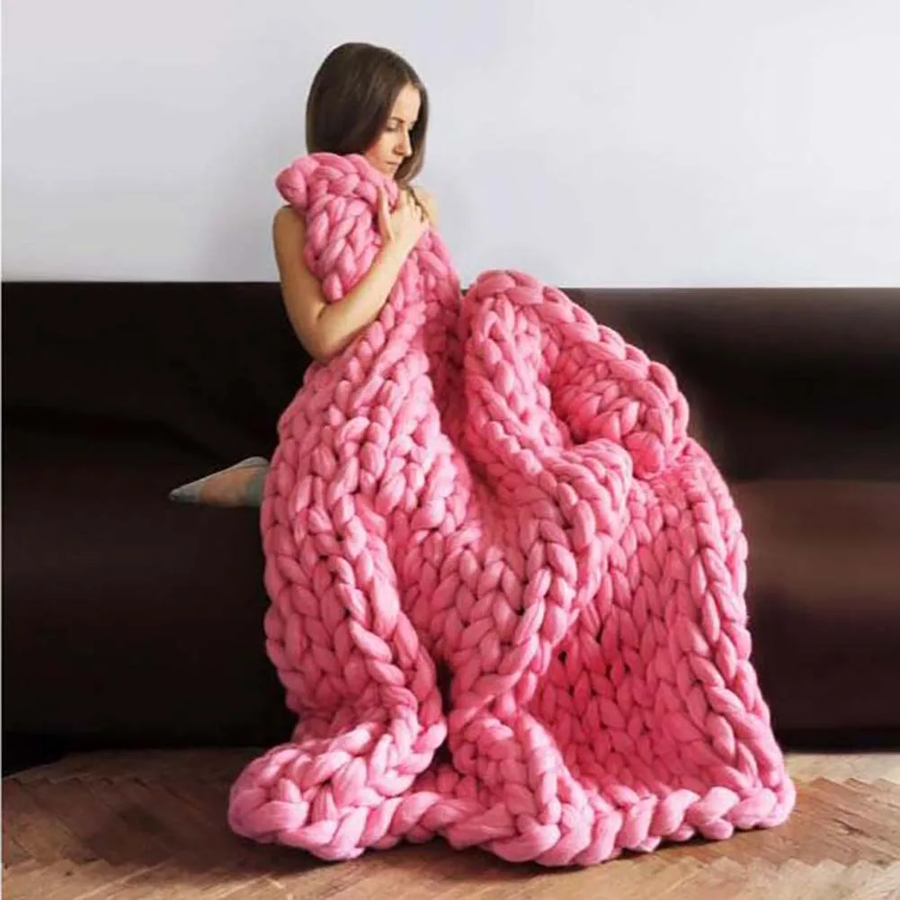 Вязаное одеяло ручной работы из толстой пряжи объемное вязаное одеяло s зимнее мягкое теплое покрывало для дивана домашний декор для кровати